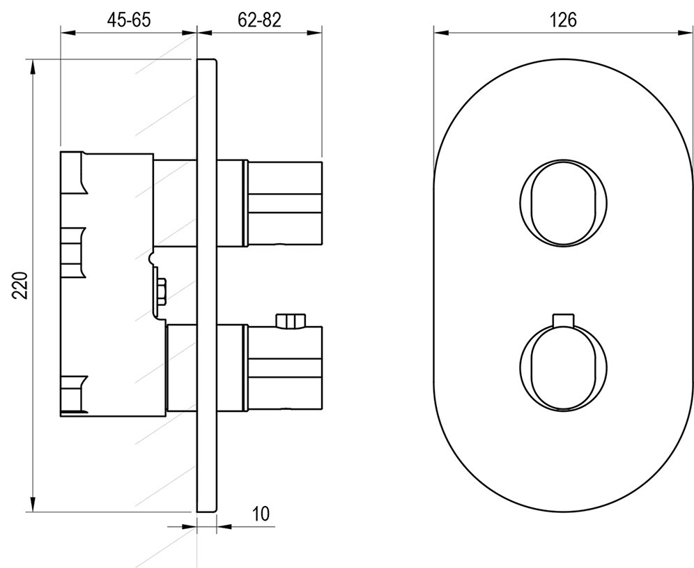 Mitigeur encastré thermostatique Chrome II CR II 063.00 avec inverseur, pour la R-box